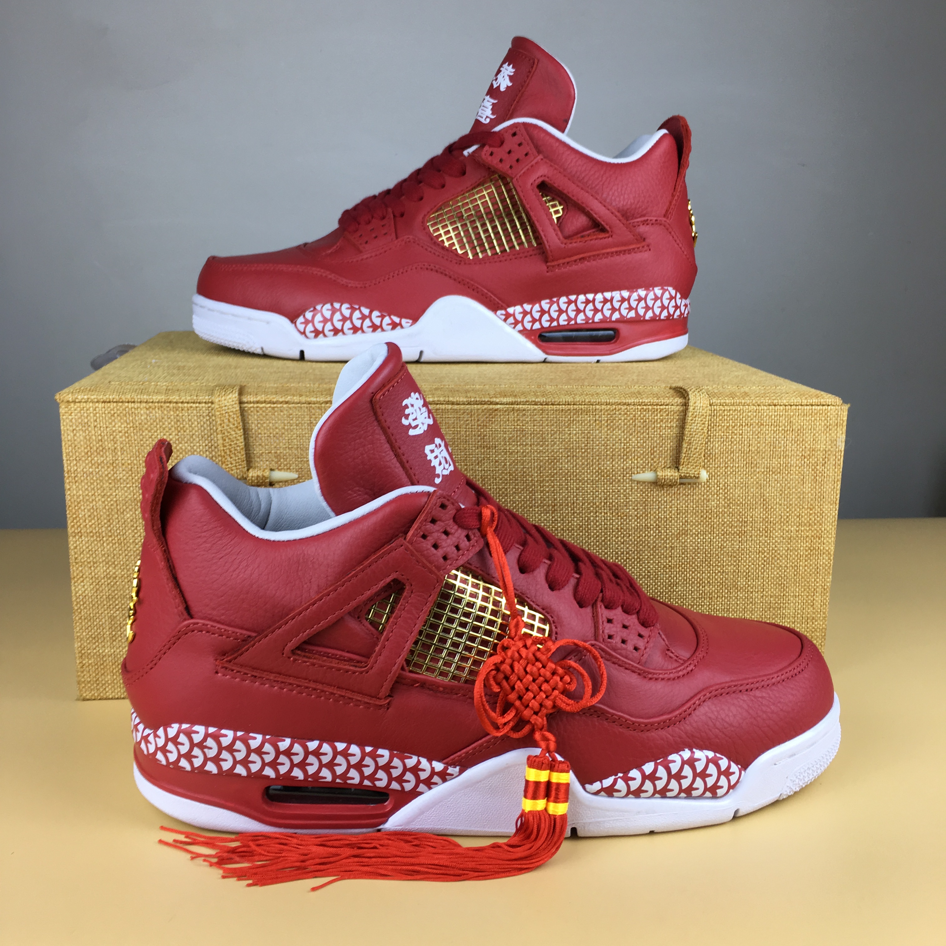 New Men Air Jordan 4 Hot Red - Click Image to Close